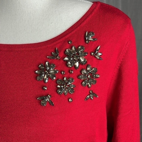 CHARTER CLUB WOMAN RED JEWEL SWEATER Size  1X - Picture 5 of 9
